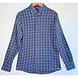 Jack Spade New York XS Flannel Button Up Shirt Blue Plaid Corduroy Elbow Patches